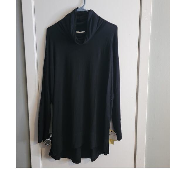NWT Liz Claiborne Weekend Womens XL Black Liquid Knit Slinky Cowl Neck Tunic Top - Picture 9 of 11